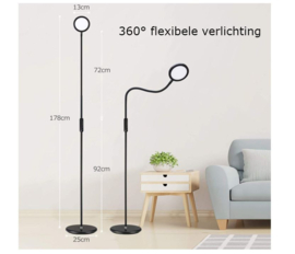 Staande zwarte Led lamp, dimbaar, 12 W, 5 helderheidsmodi en 5 kleurtemperaturen