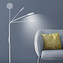 Staande witte Led lamp, dimbaar, 12 W, 5 helderheidsmodi en 5 kleurtemperaturen