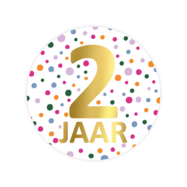 5x Sticker ' 2 jaar' Confetti