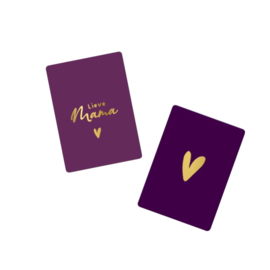 2x mini kaartje - Lieve mama - paars hartje - goudfolie - Moederdag -  mamma