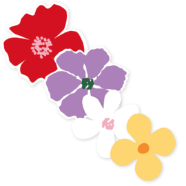 8x Sticker Retro Flowers