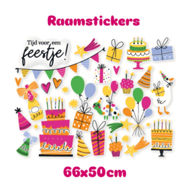 Raamstickers feestje - kinderfeestje - verjaardag - raamversiering - glasstickers - tijd voor een feestje