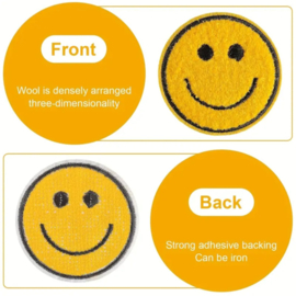 Embleem smiley - emoji - 6 x 6 cm - applicatie - opstrijken - strijken - patch