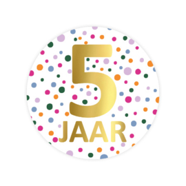 5x Sticker ' 5 jaar' Confetti