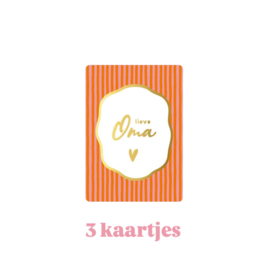 3 kleine kaartjes - Lieve OMA -  moederdag - geboorte - kleinkind