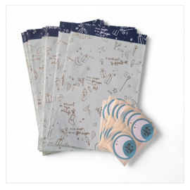 20x Cadeauzak + 20x naamsticker -  Sint Songtekst BLAUW Sinterklaas 17x25cm