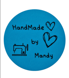 30x gepersonaliseerde Sticker HandMade Naaimachine BLAUW