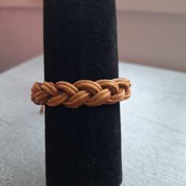 Bruin leren armband vlecht 2 kleuren
