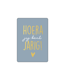 Mini Kaartje Blauw "Hoera jij bent jarig"