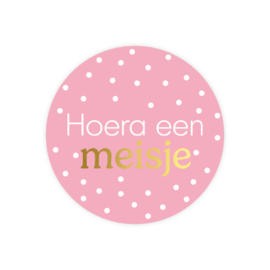 5x Sticker 'Hoera een Meisje'