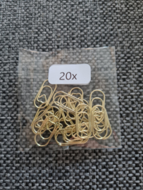 20x Mini paperclips goud hartje