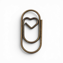20 mini paperclips Brons  hartje - papierklem - leuk inpakken - trouwen - trouwkaart -