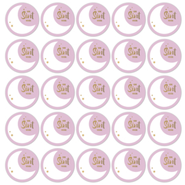 20 Stickers Roze/Lila  Naam Sint