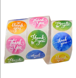500x Stickers op rol Thanky You bright color