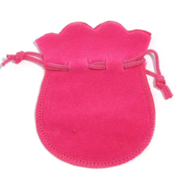5x zakje velours Hot Pink 9x12cm