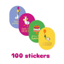 100 stickers feest - kinderfeestje -  Verjaardag - feestje -  kinderverjaardag -  sluitsticker - cadeausticker