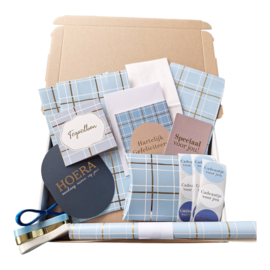 Inpakset - blauw - ruit - vaderdag - verjaardag man - leuk inpakken  -