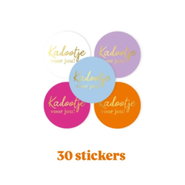 30x Sticker -  Kadootje voor jou ! -  Color Mix - 4cm - sluitsticker -  cadeausticker