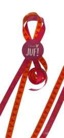 2x 5 m Sierlint Lieve juf  / hartje  oranje roze