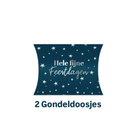 2 gondeldoosjes - Hele fijne feestdagen - kerst - kersmis -  inpakken Cadeaubon - 14x2.5x11cm
