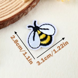 Embleem - 3 stuks - bij - wesp - vlieg - geel - 3cm - applicatie - opstrijken - strijken - patch