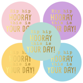 10 stickers Hip hip hooray this is your day