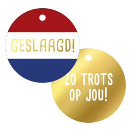 1x Cadeaulabel Geslaagd goudfolie