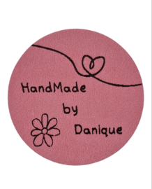 Gepersonaliseerde Sticker HandMade Hartje / Bloem ROZE