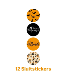 12 sticker Halloween - sluitstickers - Trick or Treat - oktober - happy halloween - vleermuis