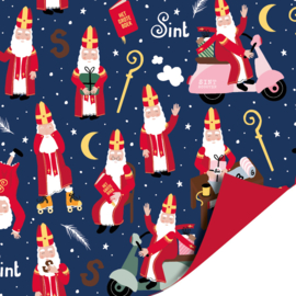 3m Cadeaupapier Sint Blauw Rood