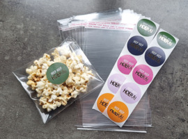 Traktatie set 10 Zakjes & 10 Stickers ' Hiep Hiep Hoera.!'