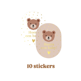 10x Sticker Little Bears ovaal- beren - Sluitsticker