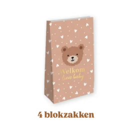 4x Blokbodem zak Little Bears - Maat L - Welkom Little Baby