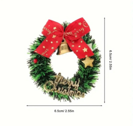 1x MINI kerstkrans - kerstmis - cadeaudecoratie -  poppenhuis