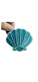 Embleem  - schelp - 6.9 x 6.2cm - applicatie - opstrijken - strijken - patch