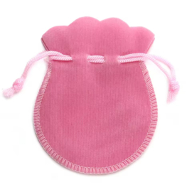5x zakje velours Roze 9x12cm