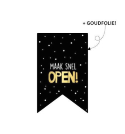 10x Sticker Vaantje "Maak snel open"