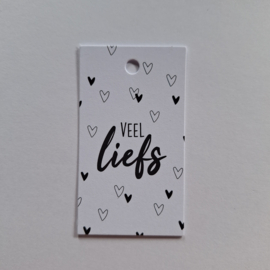 3x Cadeaulabel " Veel LIEFS" Wit