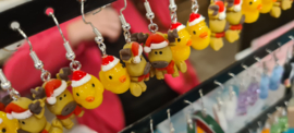1 Paar kerstoorbellen eendje met kerstmuts