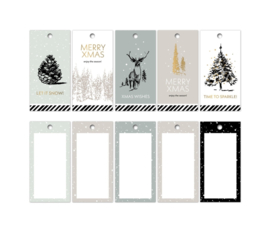 5x Classic Kerst cadeaulabel 