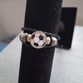 Zwart leren armband voetbal