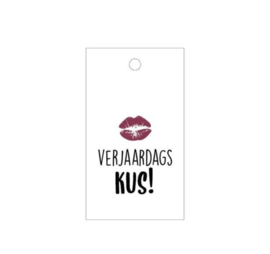 1x Cadeaulabel " Verjaardags Kus"