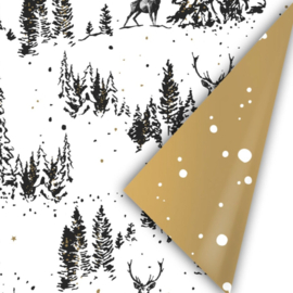 2m Kerst Reindeer Forest zwart/wit