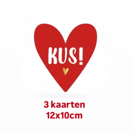 3 kaart in hartvorm KUS - valentijn - liefde -