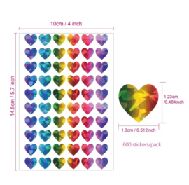 60 Regenboog holografische mini  hartjes