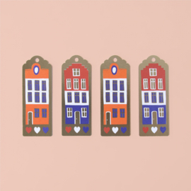 4x Cadeaulabel Holland huisje