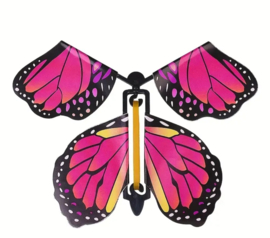 Dansende vlinder roze met geel