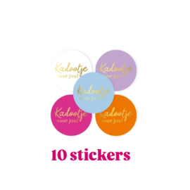 10x Sticker -  Kadootje voor jou ! -  Color Mix - 4cm - sluitsticker -  cadeausticker