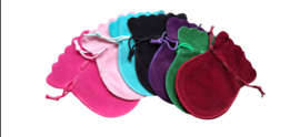 5x zakje velours Roze 9x12cm