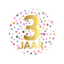 5x Sticker ' 3 jaar' Confetti